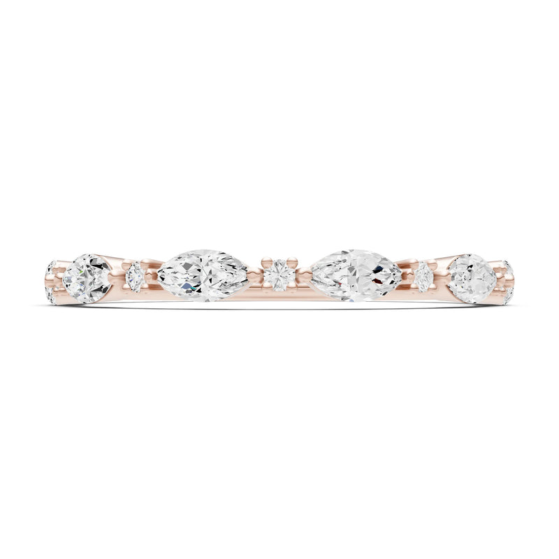 Marquise & Round Gemstone Dainty Alternating Prong Station Half Band