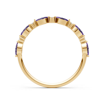 Amethyst Dainty Alternating Prong Station Marquise & Round Half Band