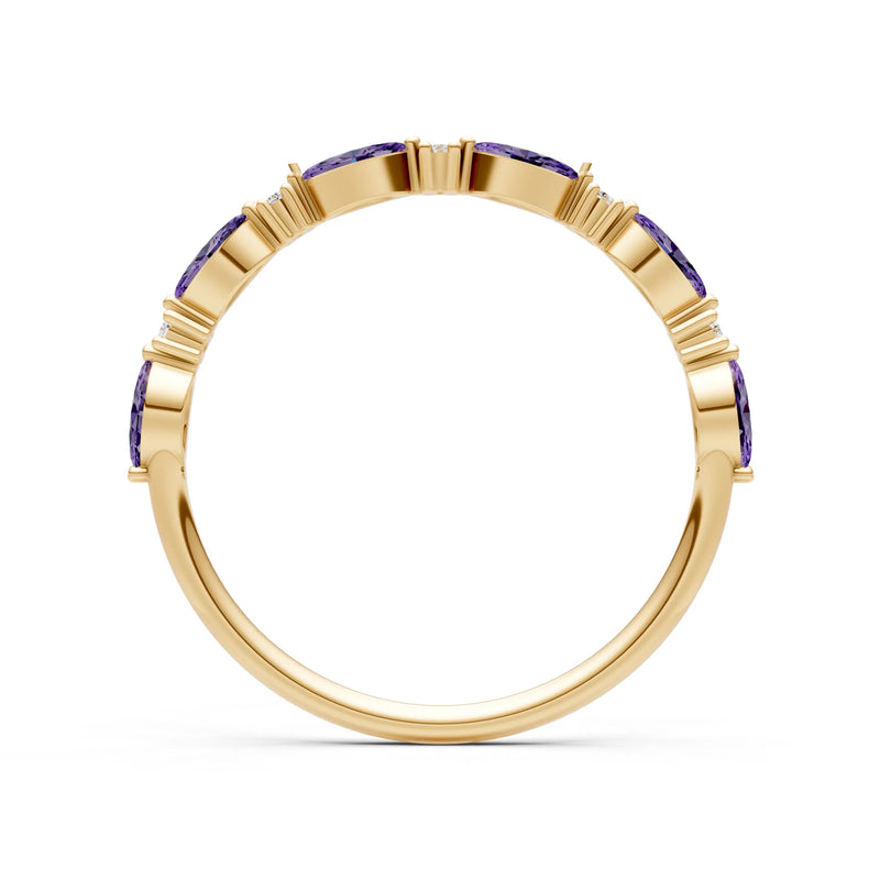 Amethyst Dainty Alternating Prong Station Marquise & Round Half Band