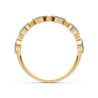 Marquise & Round Gemstone Dainty Alternating Prong Station Half Band