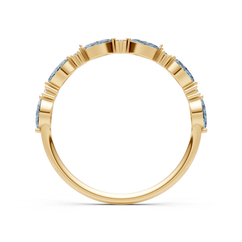 Marquise & Round Gemstone Dainty Alternating Prong Station Half Band