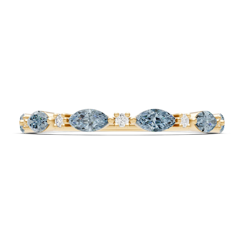 Aquamarine Dainty Alternating Prong Station Marquise & Round Half Band