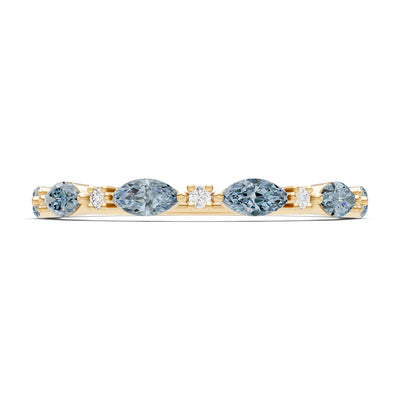 Marquise & Round Gemstone Dainty Alternating Prong Station Half Band