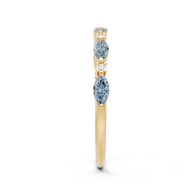 Marquise & Round Gemstone Dainty Alternating Prong Station Half Band