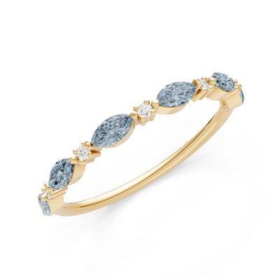 Marquise & Round Gemstone Dainty Alternating Prong Station Half Band