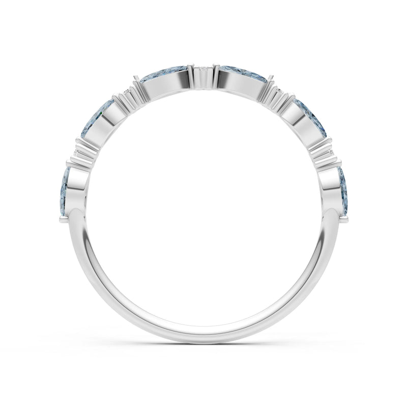 Marquise & Round Gemstone Dainty Alternating Prong Station Half Band