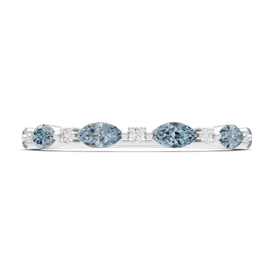 Marquise & Round Gemstone Dainty Alternating Prong Station Half Band