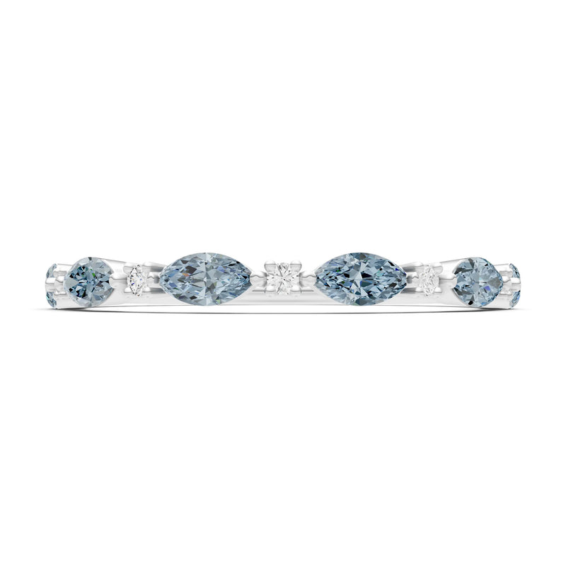 Marquise & Round Gemstone Dainty Alternating Prong Station Half Band