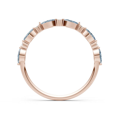 Marquise & Round Gemstone Dainty Alternating Prong Station Half Band