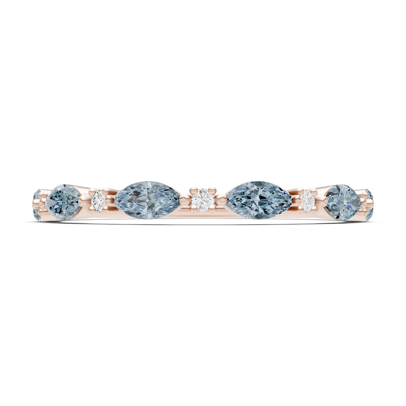 Aquamarine Dainty Alternating Prong Station Marquise & Round Half Band