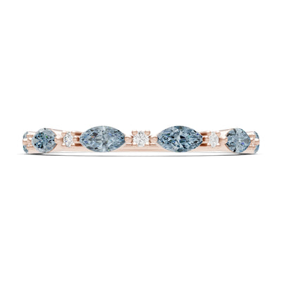 Marquise & Round Gemstone Dainty Alternating Prong Station Half Band