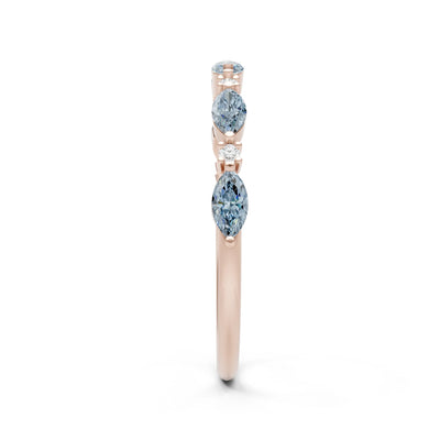 Marquise & Round Gemstone Dainty Alternating Prong Station Half Band