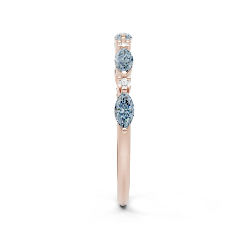 Marquise & Round Gemstone Dainty Alternating Prong Station Half Band