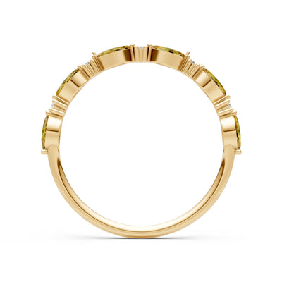 Marquise & Round Gemstone Dainty Alternating Prong Station Half Band
