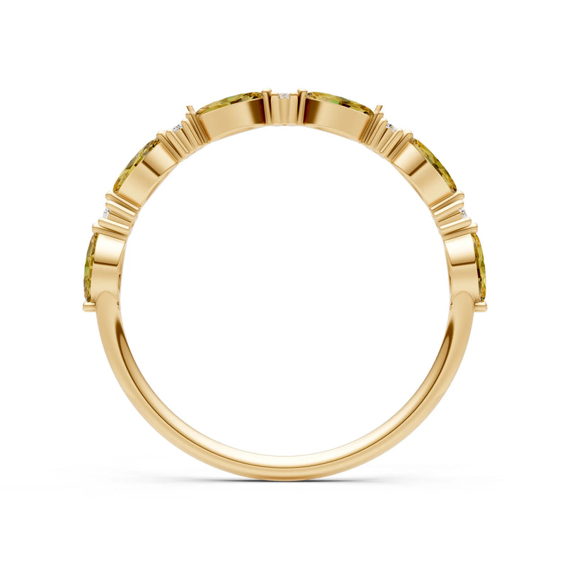 Marquise & Round Gemstone Dainty Alternating Prong Station Half Band