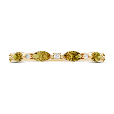Marquise & Round Gemstone Dainty Alternating Prong Station Half Band
