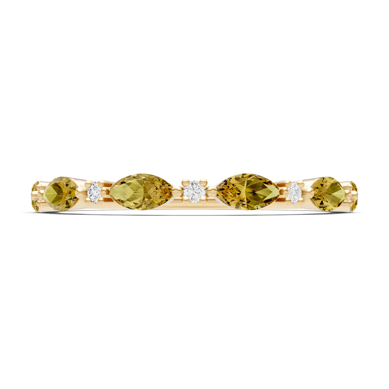 Marquise & Round Gemstone Dainty Alternating Prong Station Half Band