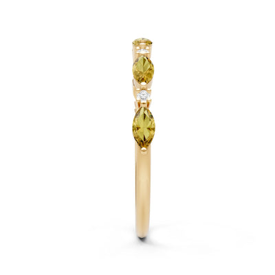 Marquise & Round Gemstone Dainty Alternating Prong Station Half Band