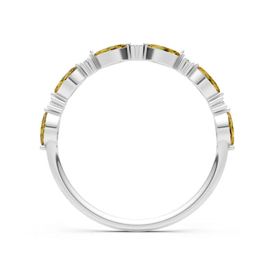 Marquise & Round Gemstone Dainty Alternating Prong Station Half Band