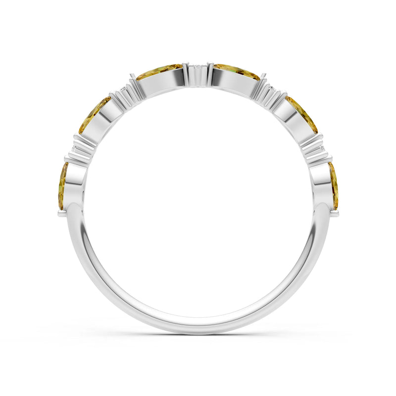 Marquise & Round Gemstone Dainty Alternating Prong Station Half Band