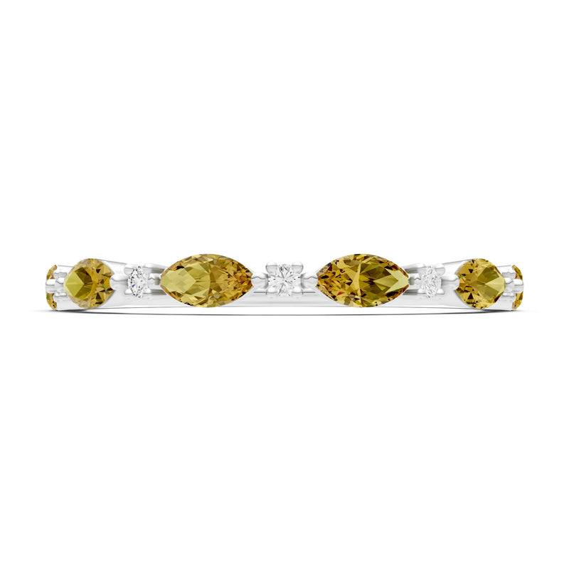 Marquise & Round Gemstone Dainty Alternating Prong Station Half Band