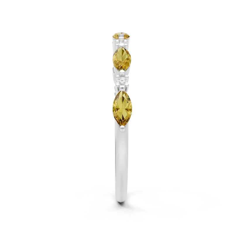 Marquise & Round Gemstone Dainty Alternating Prong Station Half Band
