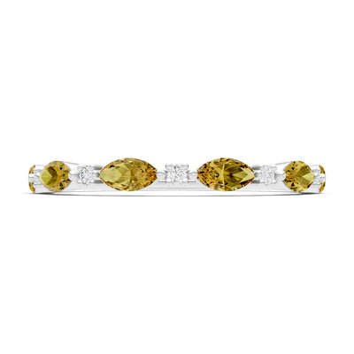 Citrine Dainty Alternating Prong Station Marquise & Round Half Band