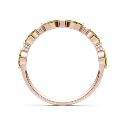 Marquise & Round Gemstone Dainty Alternating Prong Station Half Band