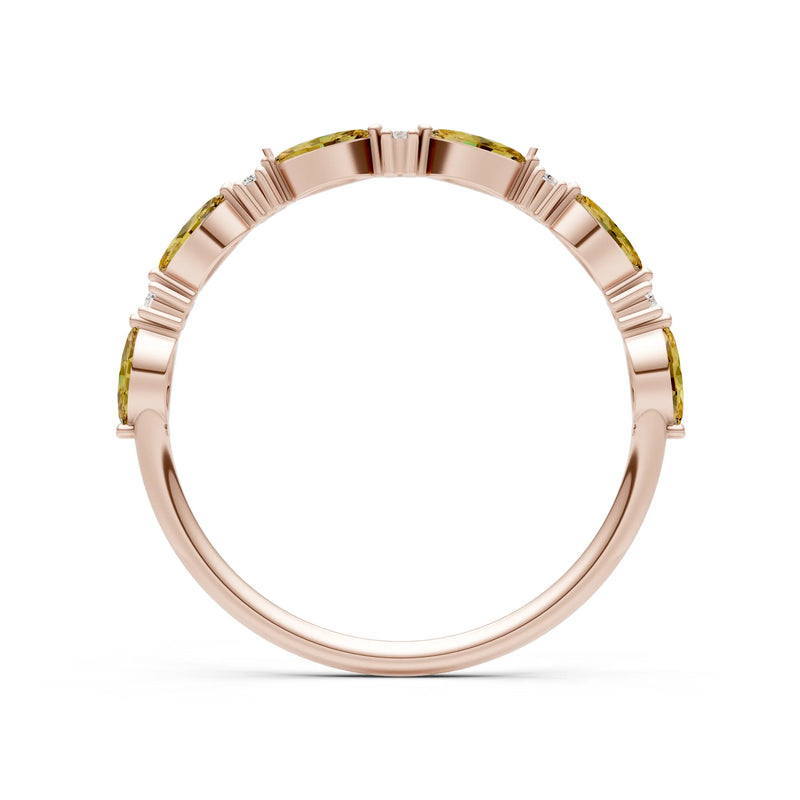 Marquise & Round Gemstone Dainty Alternating Prong Station Half Band