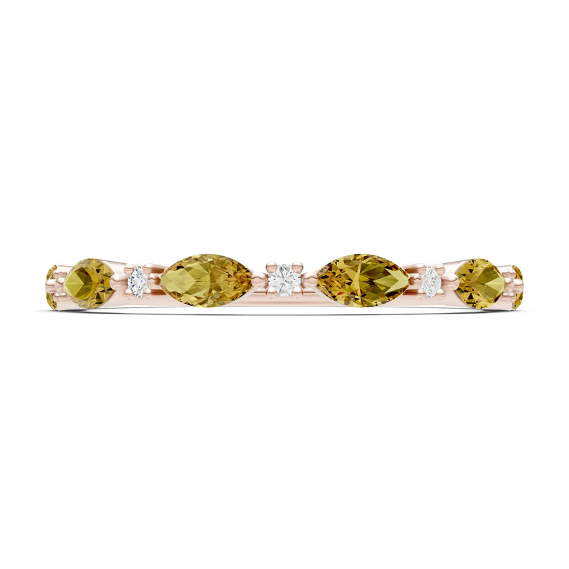Marquise & Round Gemstone Dainty Alternating Prong Station Half Band