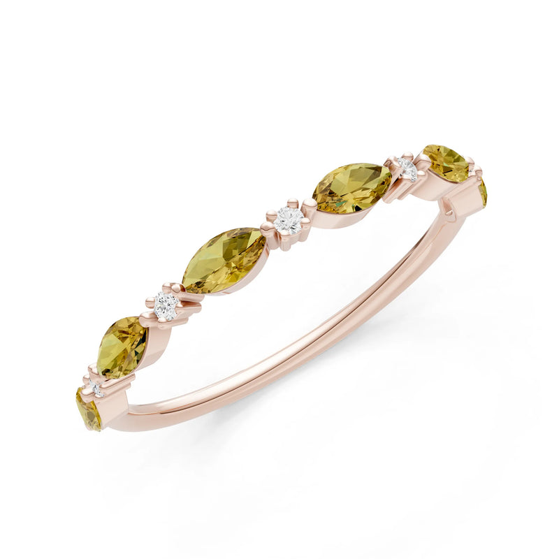 Citrine Dainty Alternating Prong Station Marquise & Round Half Band