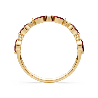 Garnet Dainty Alternating Prong Station Marquise & Round Half Band