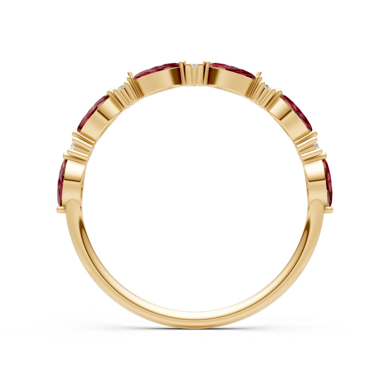 Marquise & Round Gemstone Dainty Alternating Prong Station Half Band