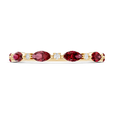 Marquise & Round Gemstone Dainty Alternating Prong Station Half Band