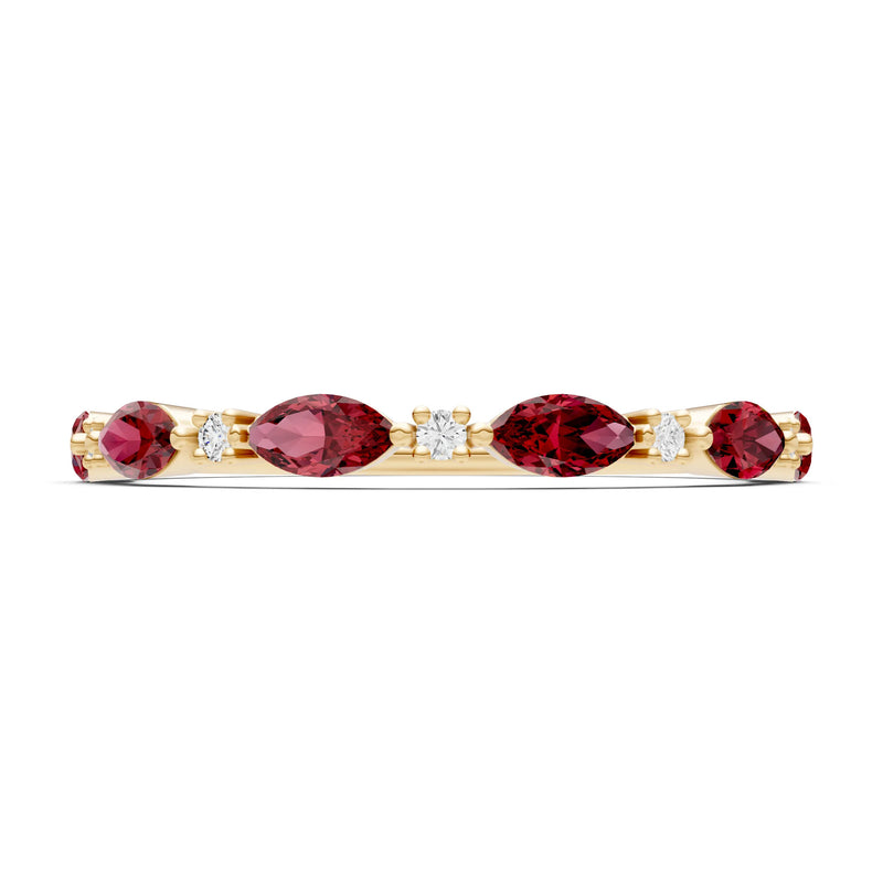 Garnet Dainty Alternating Prong Station Marquise & Round Half Band