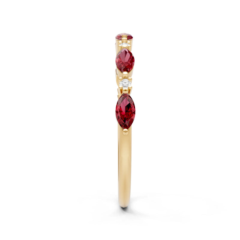 Marquise & Round Gemstone Dainty Alternating Prong Station Half Band