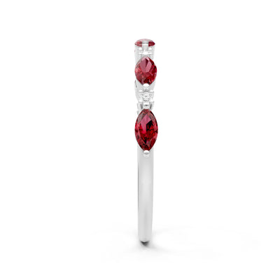 Marquise & Round Gemstone Dainty Alternating Prong Station Half Band