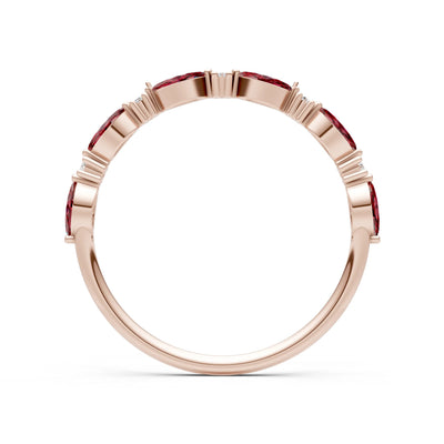 Marquise & Round Gemstone Dainty Alternating Prong Station Half Band