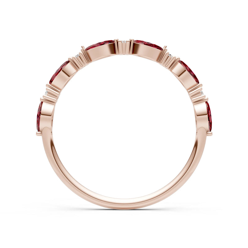 Marquise & Round Gemstone Dainty Alternating Prong Station Half Band