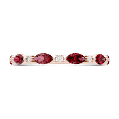 Marquise & Round Gemstone Dainty Alternating Prong Station Half Band