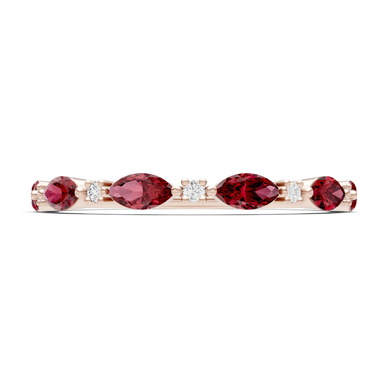 Garnet Dainty Alternating Prong Station Marquise & Round Half Band