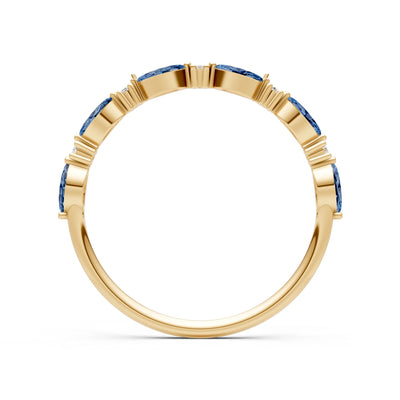 Marquise & Round Gemstone Dainty Alternating Prong Station Half Band