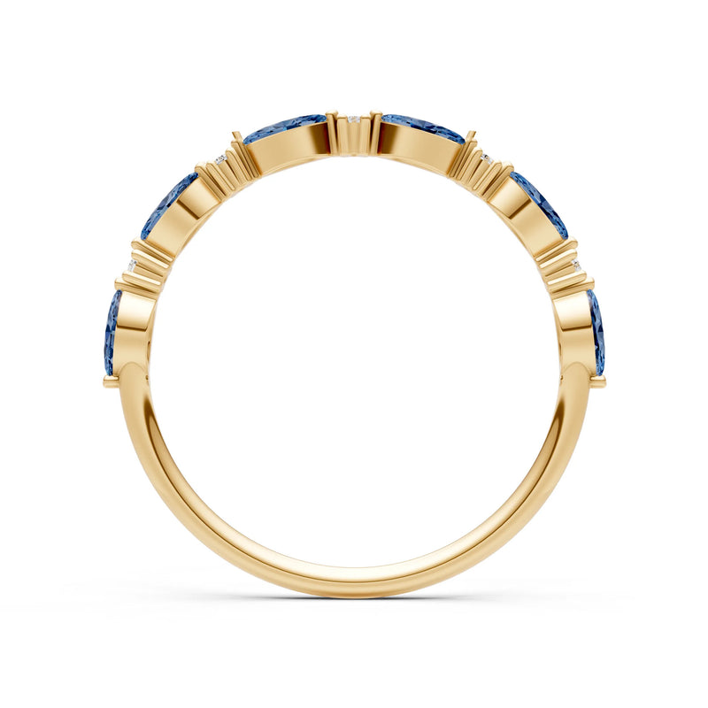 Marquise & Round Gemstone Dainty Alternating Prong Station Half Band