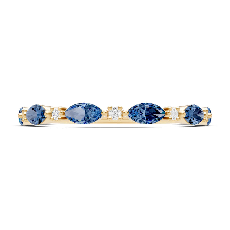 Marquise & Round Gemstone Dainty Alternating Prong Station Half Band