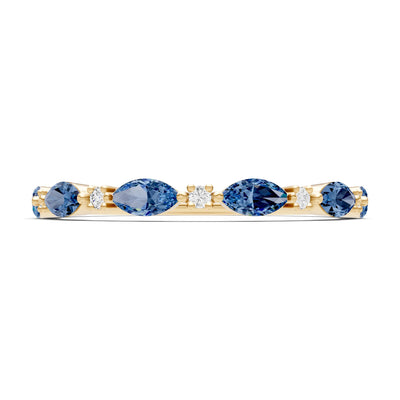 London Blue Topaz Dainty Alternating Prong Station Marquise & Round Half Band