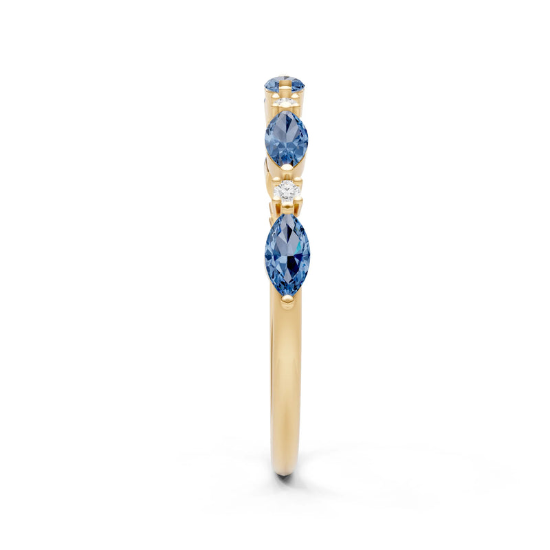 London Blue Topaz Dainty Alternating Prong Station Marquise & Round Half Band