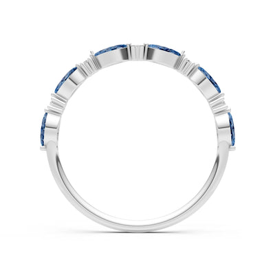 Marquise & Round Gemstone Dainty Alternating Prong Station Half Band