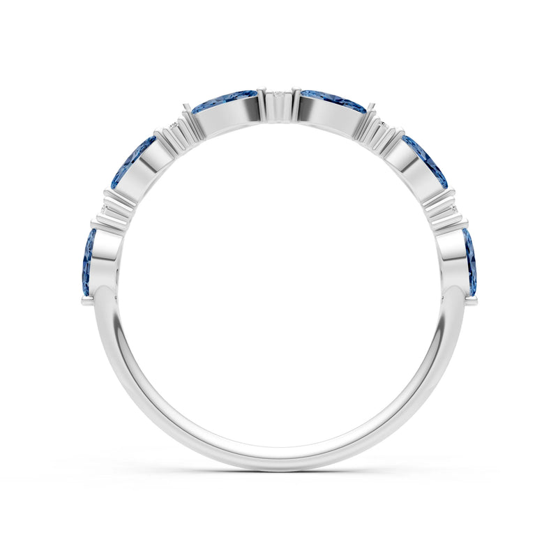 Marquise & Round Gemstone Dainty Alternating Prong Station Half Band