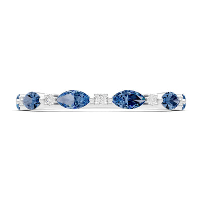 Marquise & Round Gemstone Dainty Alternating Prong Station Half Band