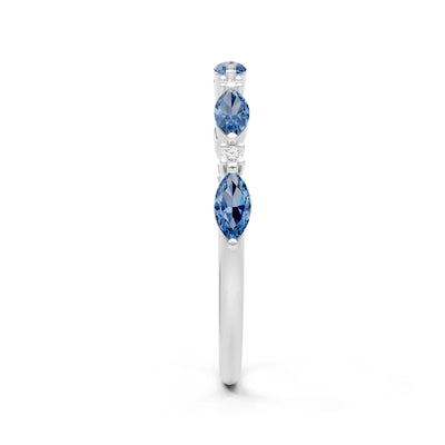 Marquise & Round Gemstone Dainty Alternating Prong Station Half Band